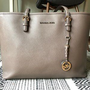 Michael Kors Large Leather Tote Bag -  Taupe